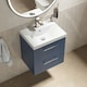 image 3 of Retro 2 Drawer Wall Hung Vanity Unit with Thin-Edge 1 Tap Hole Ceramic Basin - 500mm - Satin Blue - Balterley Blue