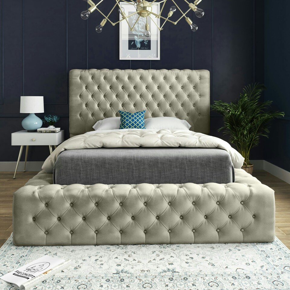 image 1 of Cambridge Bed - Kingsize - 5ft - Cream