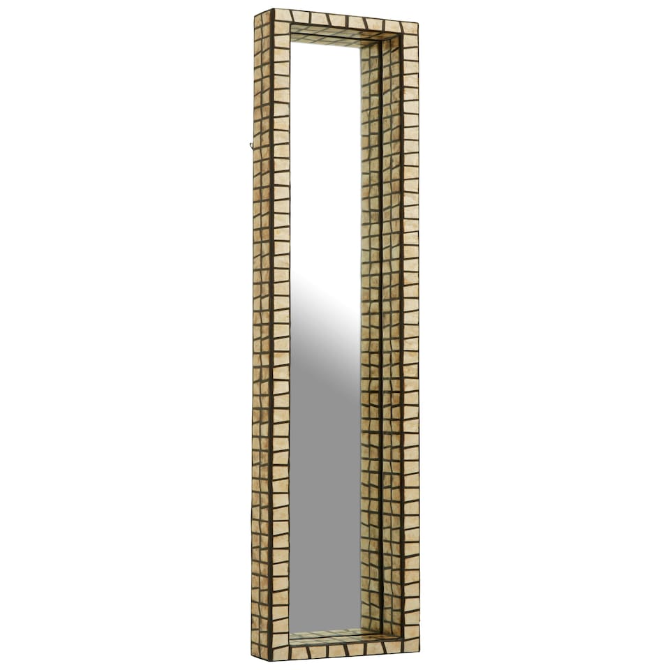 image 1 of Interiors by Premier Tall Black Wall Mirror with Shell Mosaic Inlay, Rectangular Decorative Mirror for Hallway or Bedroom Gold