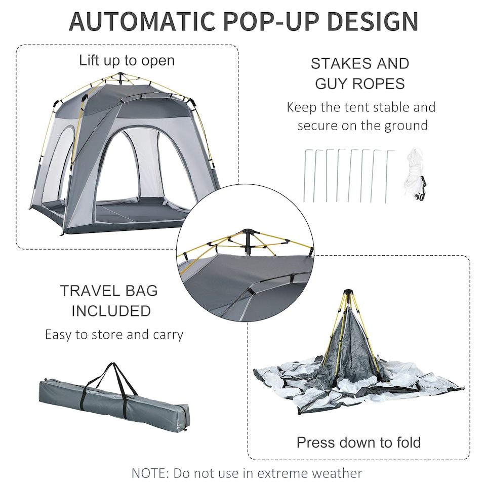 image 1 of Outsunny 4 Man Pop Up Tent Camping Backpacking Dome Tent, Green