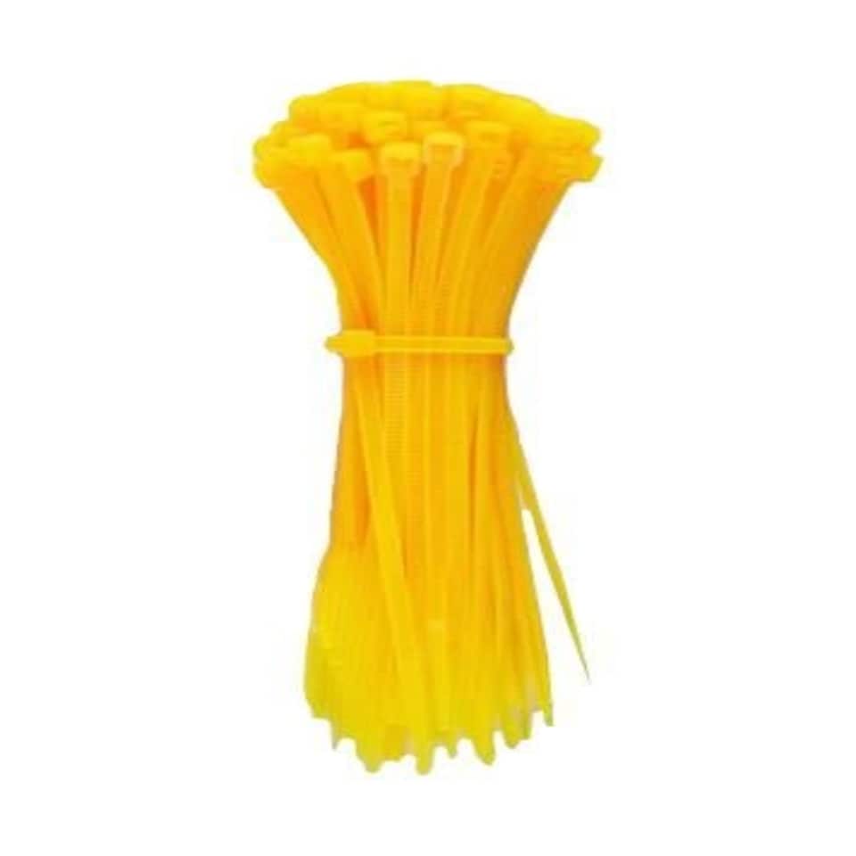 PRO ELEC - Cable Ties, 100mm x 2.5mm, Yellow, Pack of 100