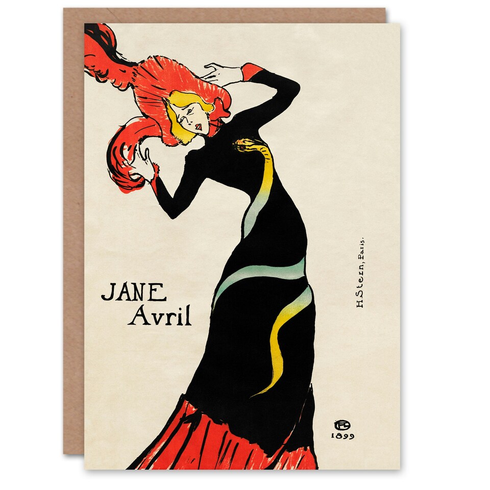 image 1 of Toulouse Lautrec Art Card Jane Avril Snake Dress Portrait