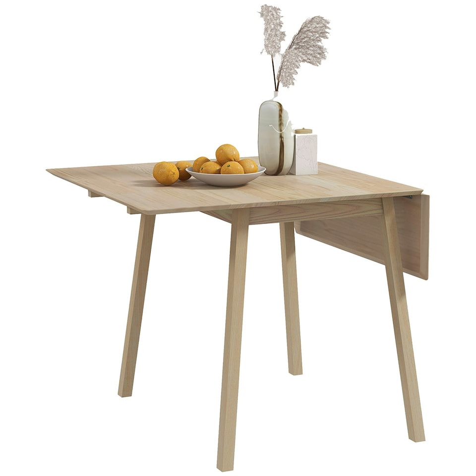 image 1 of Extendable Kitchen Table for 2-4, Folding Drop Leaf Dining Table, Natural