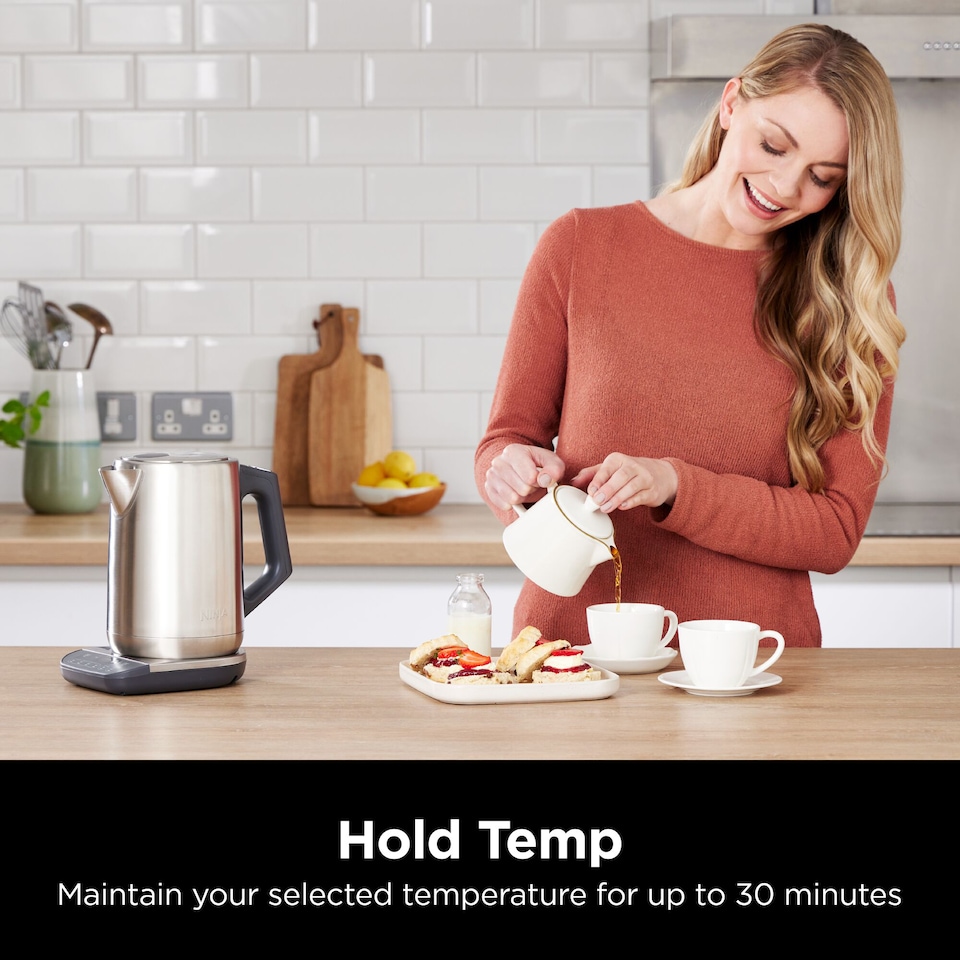 image 1 of Ninja Perfect Temperature Kettle with 6 Pre Set Temperatures Stainless Steel KT201UK
