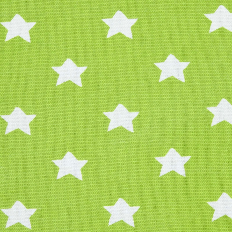 Homescapes Pure Cotton Stars Green Fabric 150cm Wide | Green | 150cm(60") wide, sold per metre length