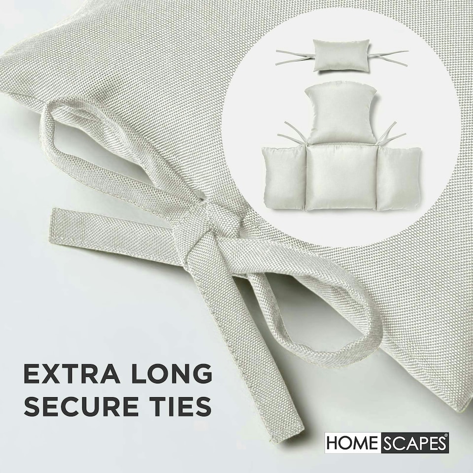 image 1 of Homescapes Luxury Waterproof Egg Chair Cushion With Headrest - Natural
