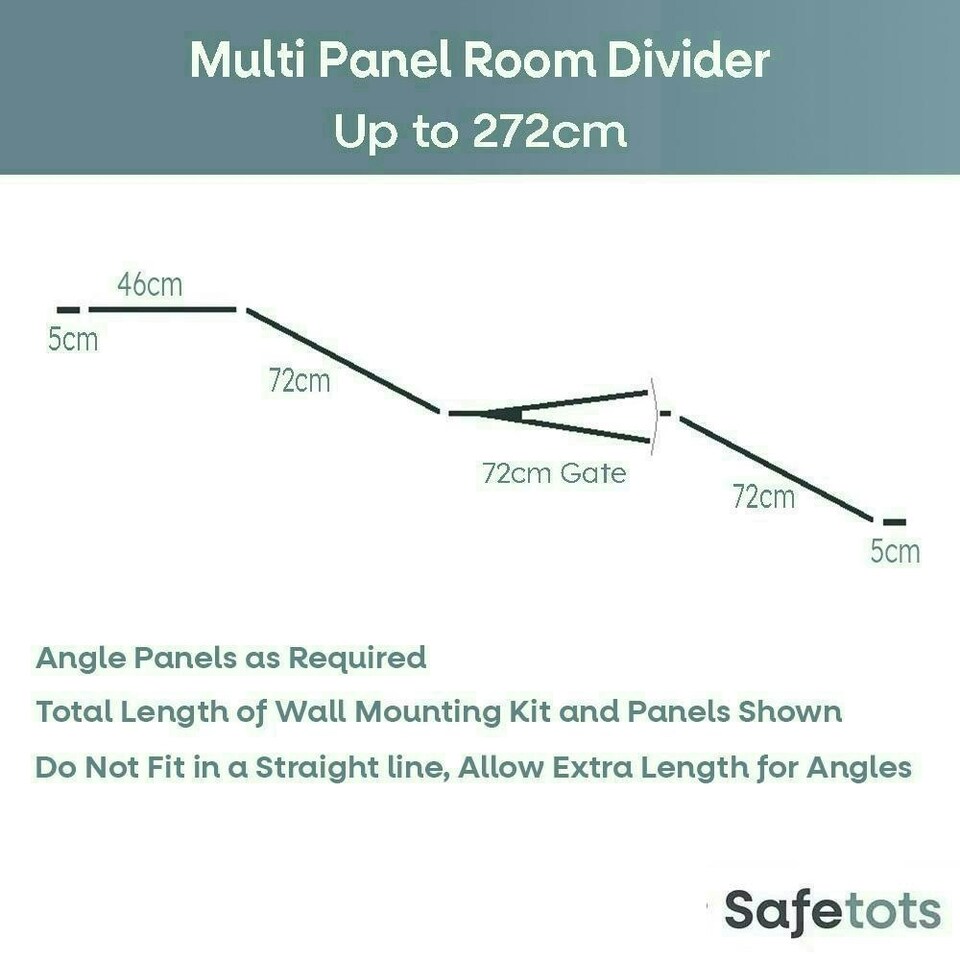 image 1 of Safetots Premium Extra Tall Room Divider, up to 272cm Wide, Black, 105cm Tall, Multi Panel Flexible Room Barrier, Room Divider with Door for Baby Black