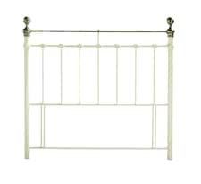 5ft King Size Ivory Cream Brass Finish,Traditional Antique Victorian Metal Bed Headboard | Cream | 5ft King Size