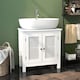 image 7 of COSTWAY Pedestal Sink Storage Cabinet with 2 Doors White