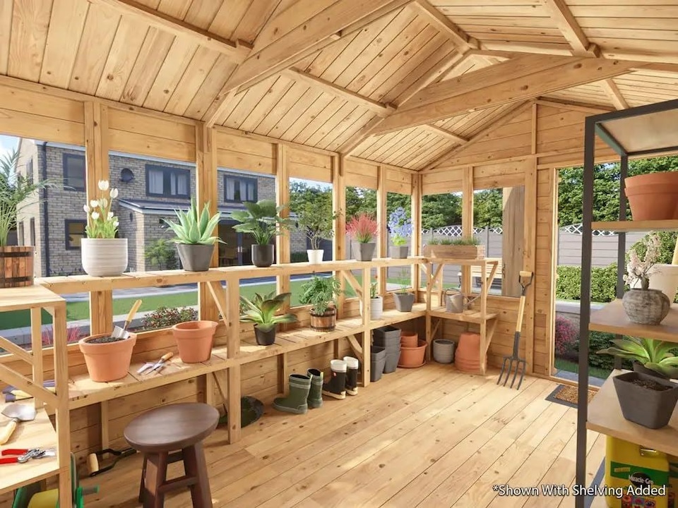 image 1 of Dunster House Potting Shed Apex Roof W8' x D12' (W2.4m x D3.6m) Superfelt, Overlord Modular