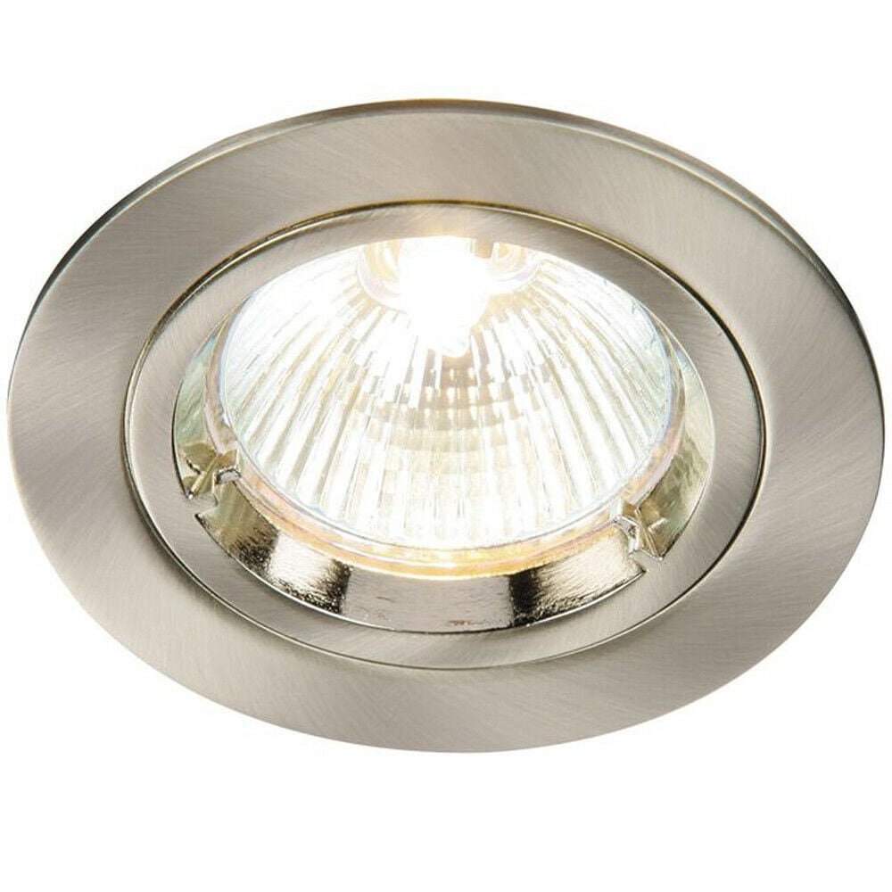 Loops Fixed Round Recess Ceiling Down Light Nickel 80mm Flush GU10 Lamp Holder Fitting in Metallics