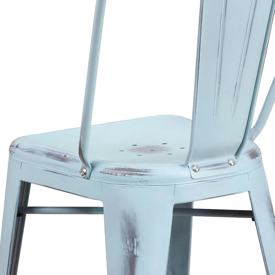 image 1 of Blake 24" Industrial Style Bar Stool Chair, Pale Blue - Set of 4 - Modern Metal Counter Height Blue