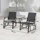 image 7 of Outsunny Double Glider Companion Rocking Chairs Loveseat Garden Table Beige