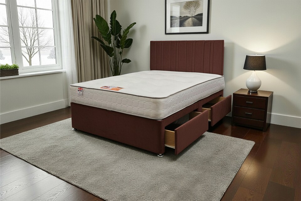 image 1 of SKY Plush Bed Set With Mattress, 2 Drawers Same Side & 24"Headboard