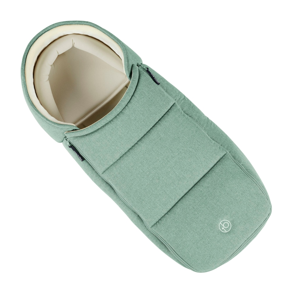 image 1 of Newborn Cocoon 2-in-1 Carrycot & Footmuff, Birth-6 Months, Universal Fit, Faux Fur Lining, Shower-resistant, Removable Head Support (Sage Green)