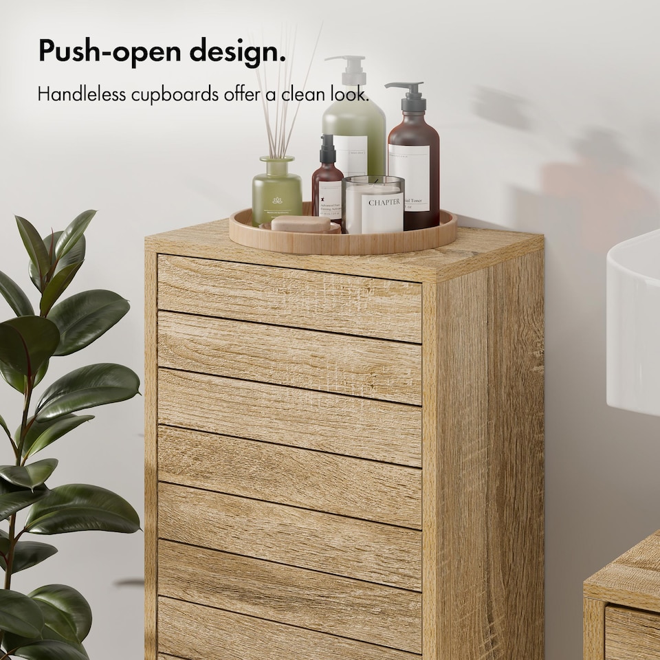 image 1 of VonHaus Chester Bathroom Storage Cabinet in Oak Effect