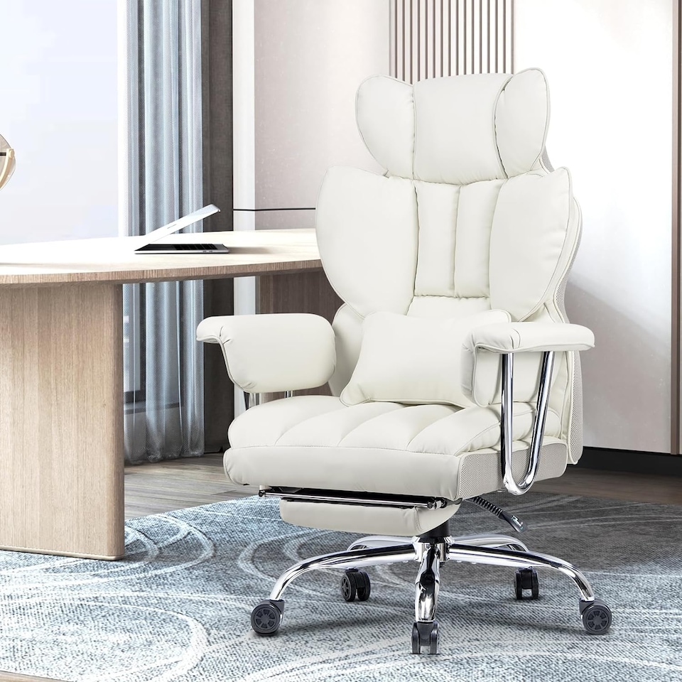 image 1 of Rattantree Ergonomic High Back Leather Office Chair with Footrest