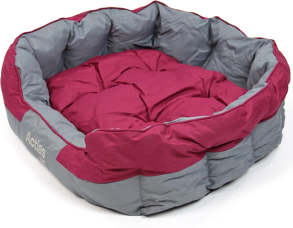 image 1 of Actiaspet Waterproof Pet Bed Reversible Cushion Multiple Sizes (Grey/Burgundy, Large)