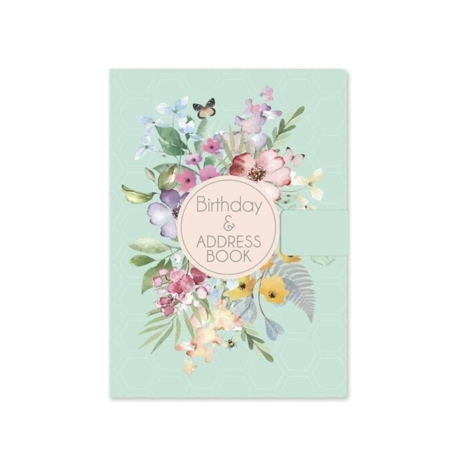 image 1 of A5 Satin Pastel Floral Birthday And Address Book