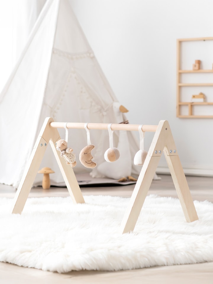 image 1 of Wooden Activity Gym for Newborn Baby