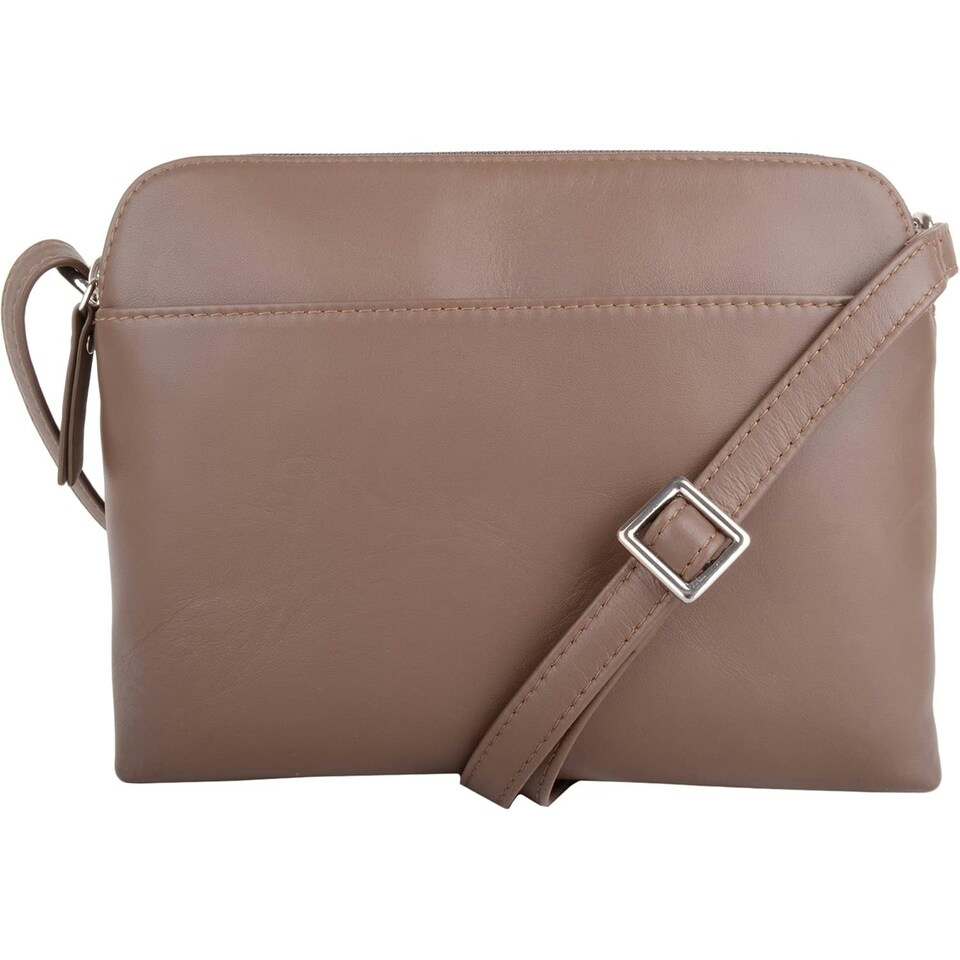image 1 of Genuine Soft Leather Crossbody Shoulder Handbag with Adjustable Strap Brown | Toffee
