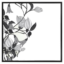 Black & white flower illustration (Picture Frame) Black | M