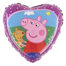Peppa Pig and Teddy Heart Shape Foil Helium Balloon 46cm / 18 in