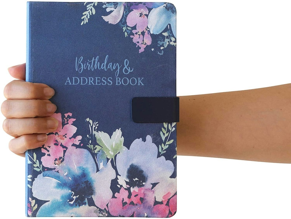 image 1 of A5 Navy Flowers Address Book With Magnetic Clasp