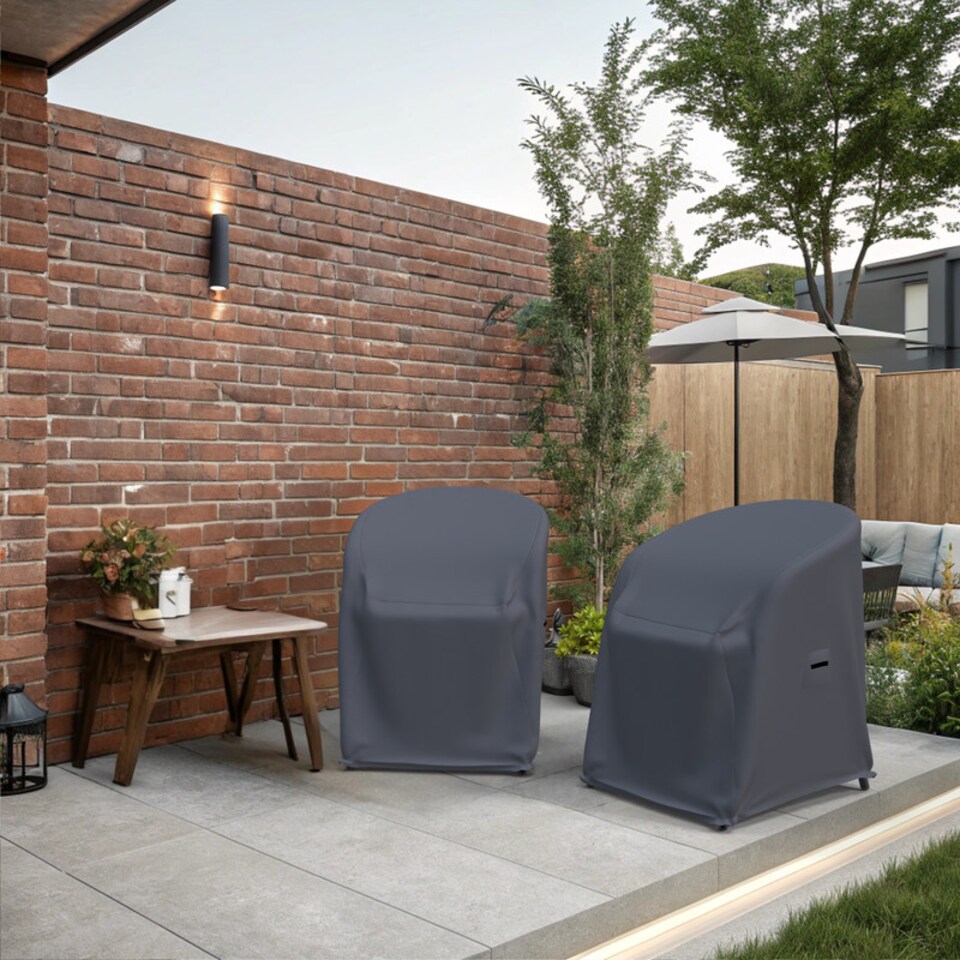 image 1 of Covers and all Anacely Rattan Restaurant Chair Covers Set of 2 Water-Repellent UV-Resistant Polyester with Tie-Downs for Outdoor Patio Chairs, 21.75