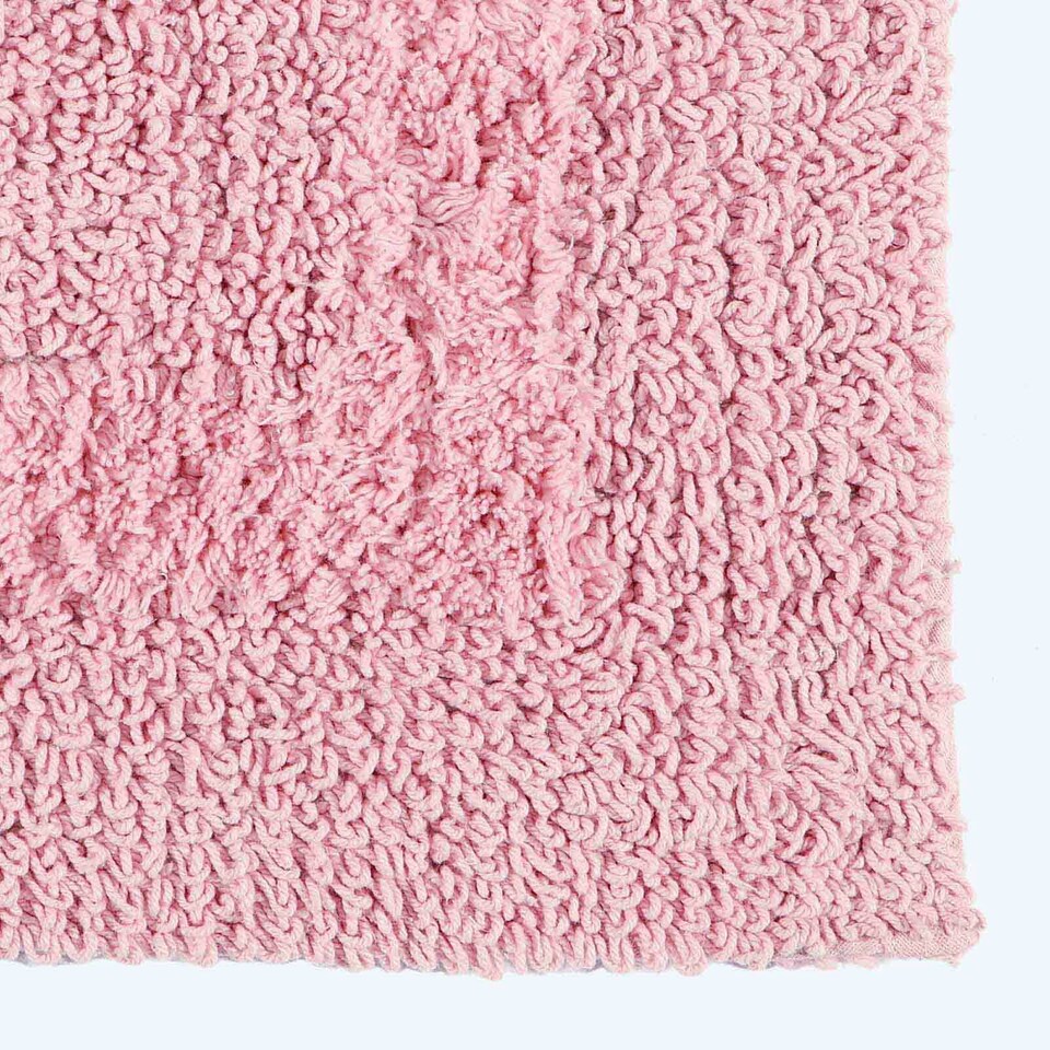 image 1 of Homescapes Luxury Reversible Cotton Shower Mat - Blush Pink Pink