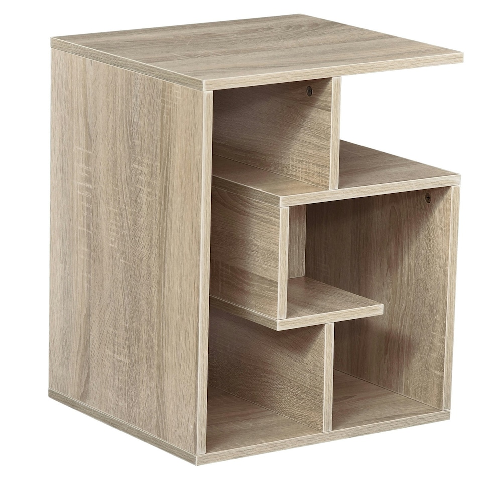 image 1 of HOMCOM 3-Tier Side End Table Open Shelves Storage Magazine Desk Yellow