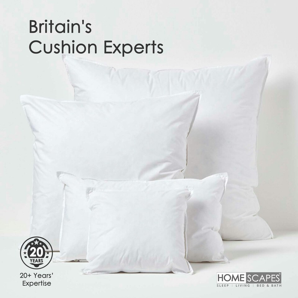 image 1 of Homescapes Luxury Duck Feather Cushion Pad Insert Inner 50 x 30 cm (20 x 12 inches) - Pack of 4 | White | 50 x 30 cm (20 x 12")