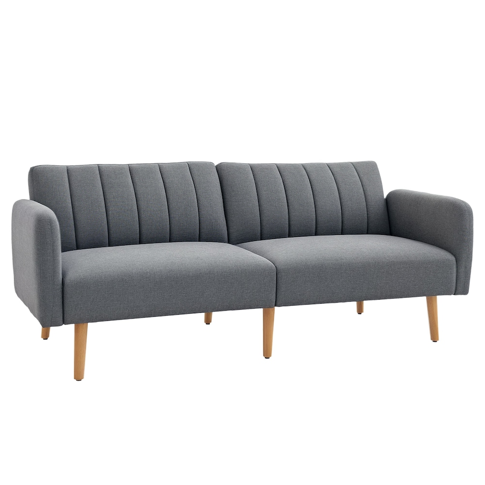 image 1 of HOMCOM 3 Seater Linen Sofa Bed with Adjustable Backrest for Living Room