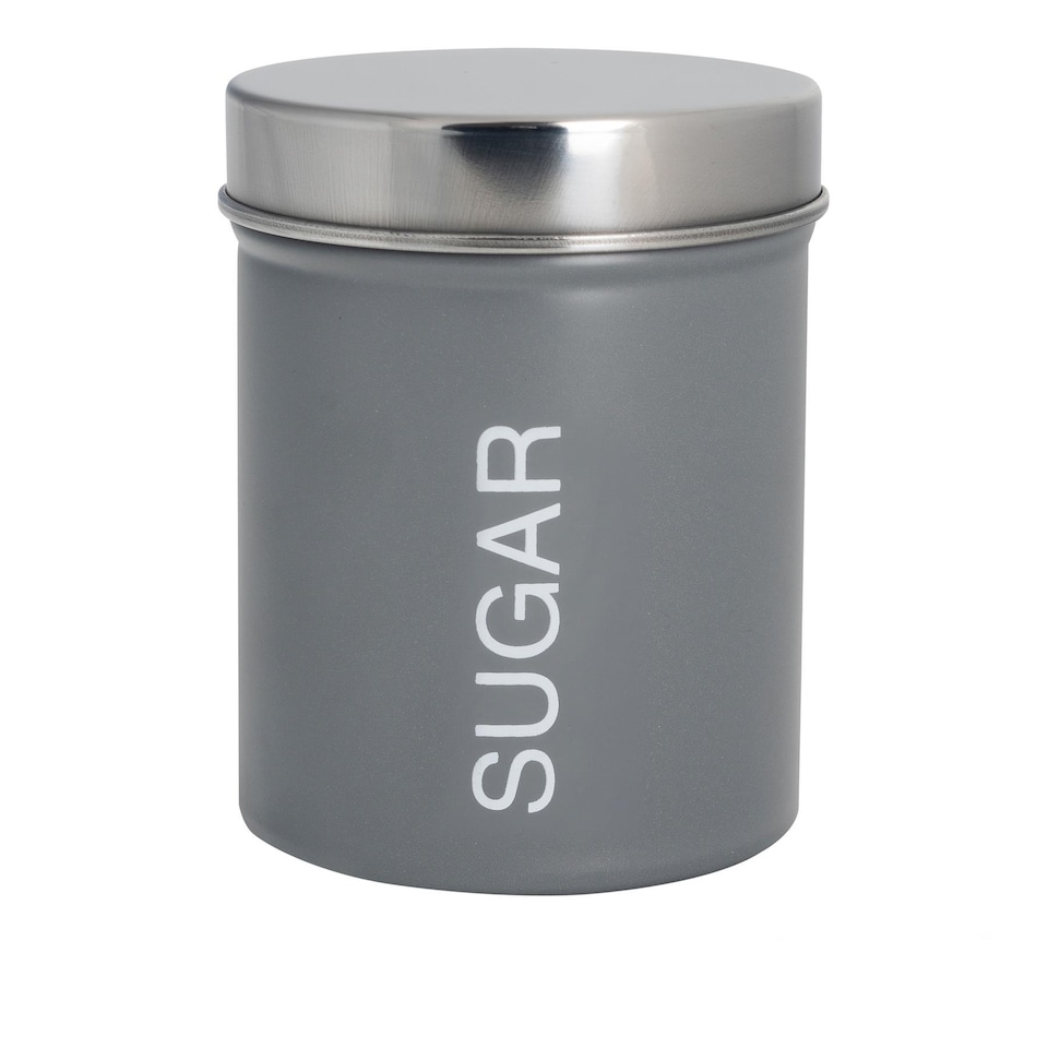 image 1 of Harbour Housewares Round Metal Kitchen Coffee Canister - Grey