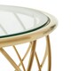 image 5 of Interiors by Premier Stylish Gold Side Table with Clear Glass, Luxurious Gold Finished Bedside Table, Contemporary Round Table Gold