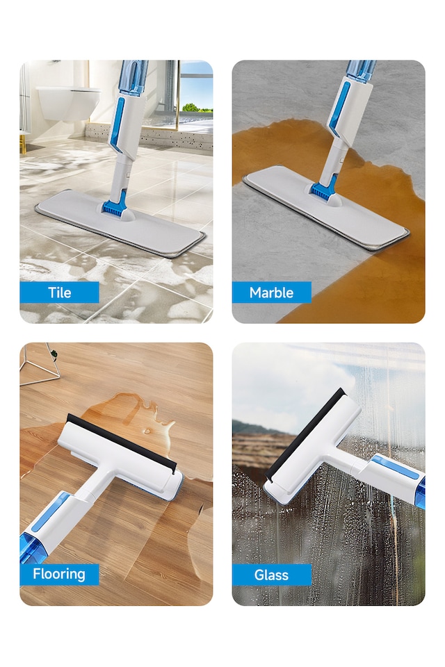 image 1 of Living and Home 2-in-1 Multifunctional Spray Mop & Window Squeegee Cleaner | White