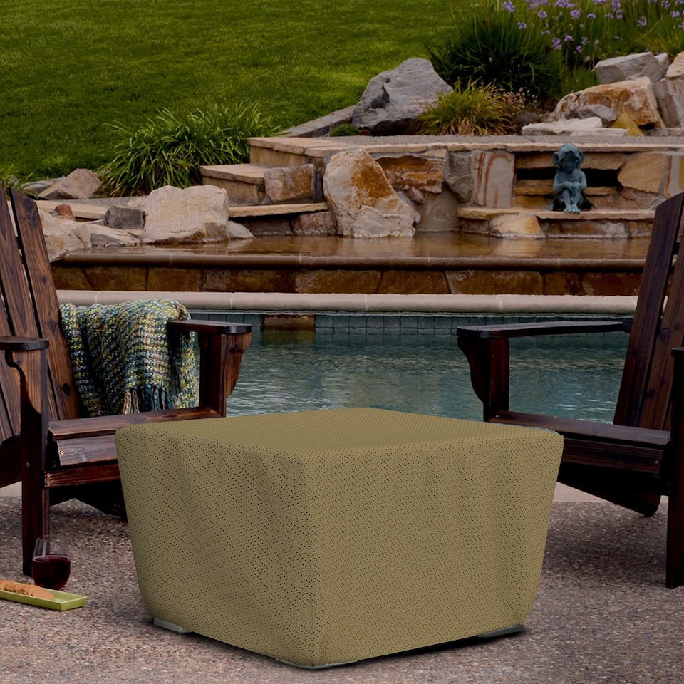 image 1 of Covers&All Outdoor Square Fire Pit Cover, 52 in L x 52 in W x 22 in H, Brown