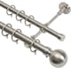 image 1 of Lister Cartwright Double Curtain Extendable Pole Set with Polished Steel Ball Finials- 19mm & 28mm Metal Poles(120- 220 cm)