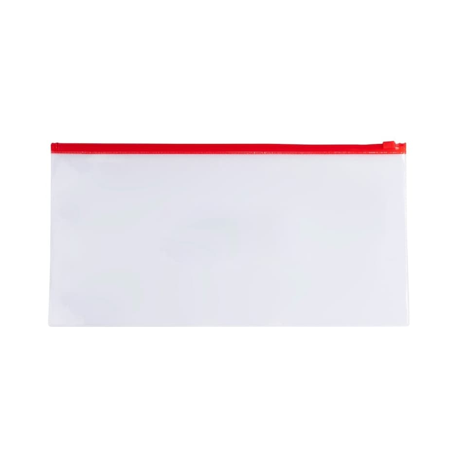 image 1 of Pack of 12 DL Clear Zippy Bags with Red Zip