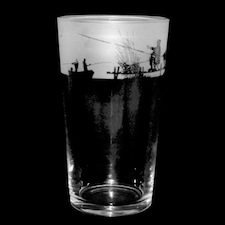 Animo Glass Etched Pint Glass Fishing