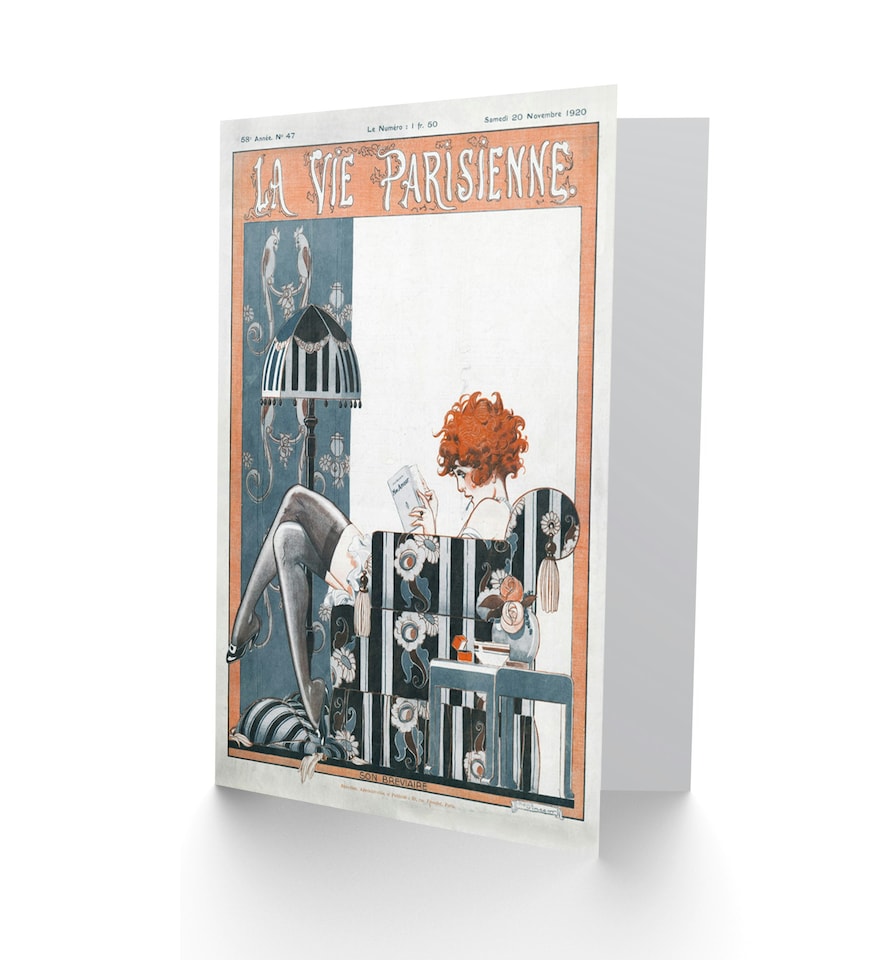 image 1 of La Vie Parisienne My Love Red Head Magazine Art Card