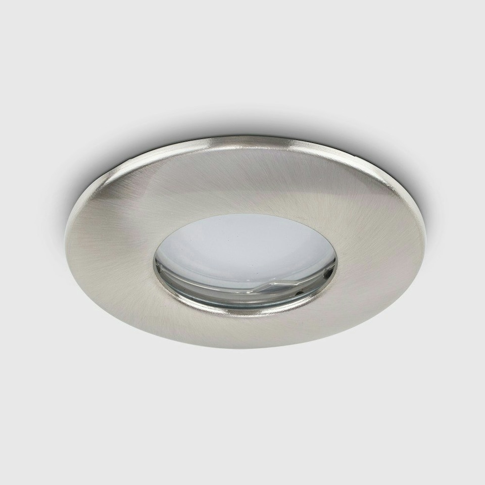 image 1 of ValueLights 4 Pack Fire Rated Bathroom Brushed Chrome Domed GU10 Ceiling Downlights