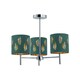 image 2 of Set of 2 Brea - Chrome 3 Light Fittings with Dark Green Fern Shades Chrome | Green