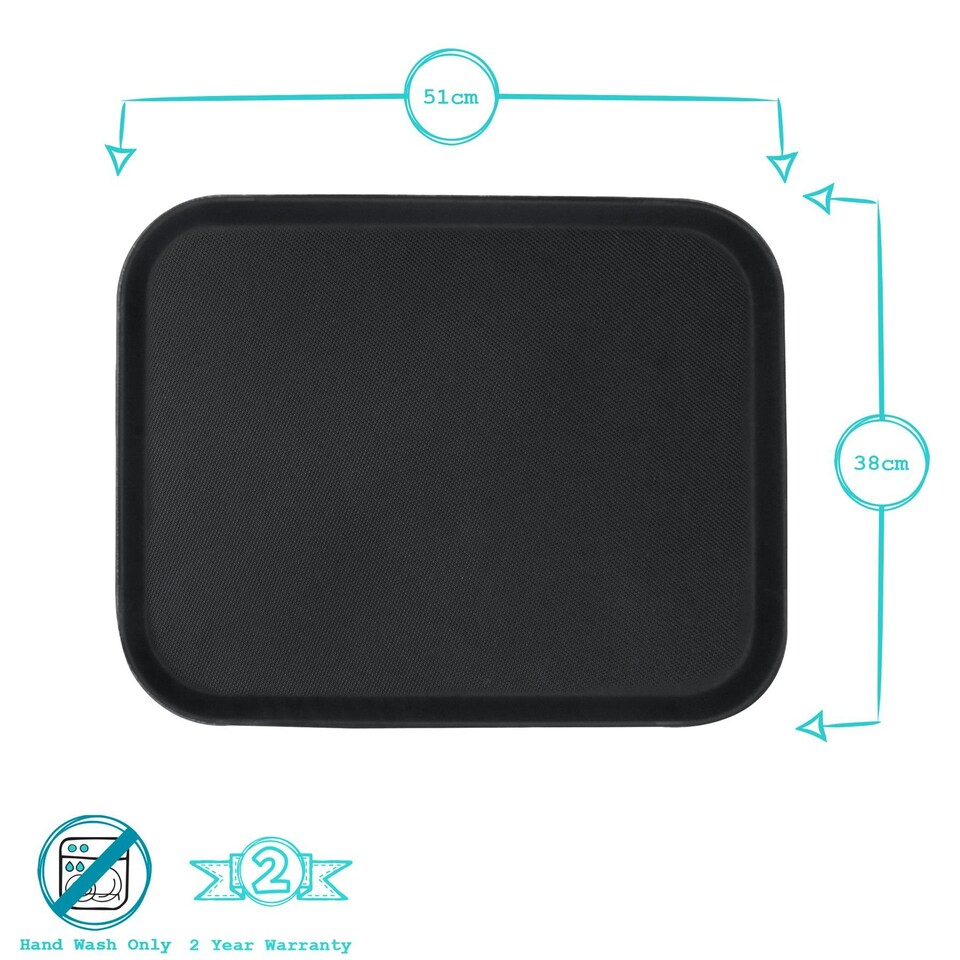 image 1 of Argon Tableware Rectangle Non-Slip Serving Tray - 51cm x 38cm - Black Black