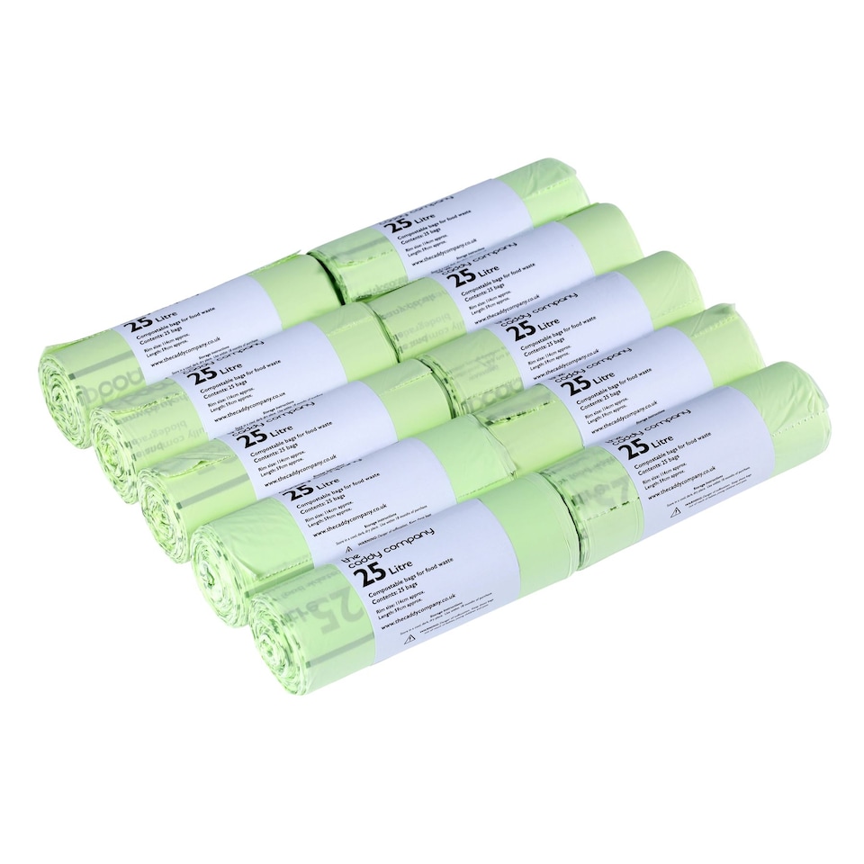 image 1 of The Caddy Company 25 Litre Compostable Food Waste Bin Bags - 10 Rolls
