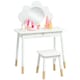 image 1 of AIYAPLAY Kids Dressing Table with Mirror, Stool, Drawer, Cloud Design, White | White
