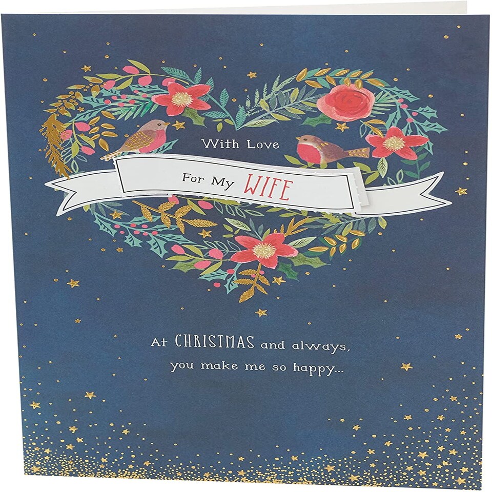 image 1 of With Love Multi Caption Christmas Card with Stick on Captions