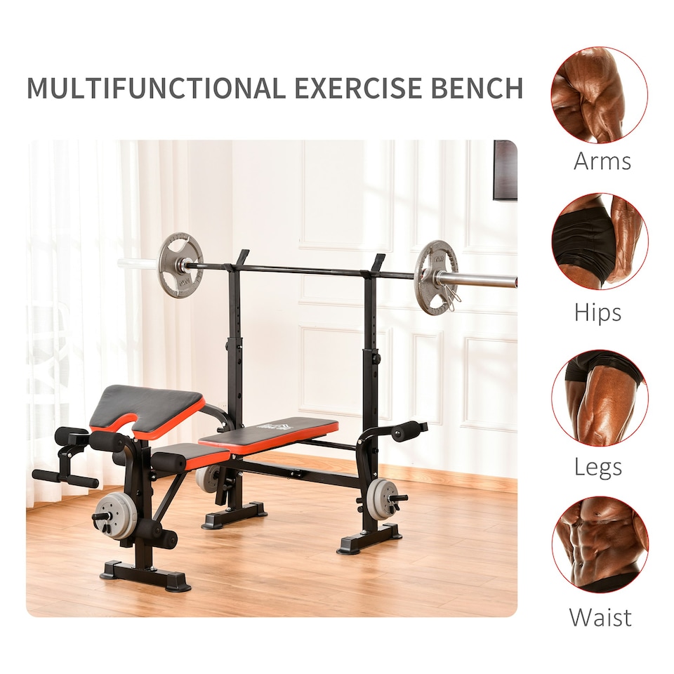 image 1 of HOMCOM Multi-Function Adjustable Weight Training Bench Gym Fitness Lifting