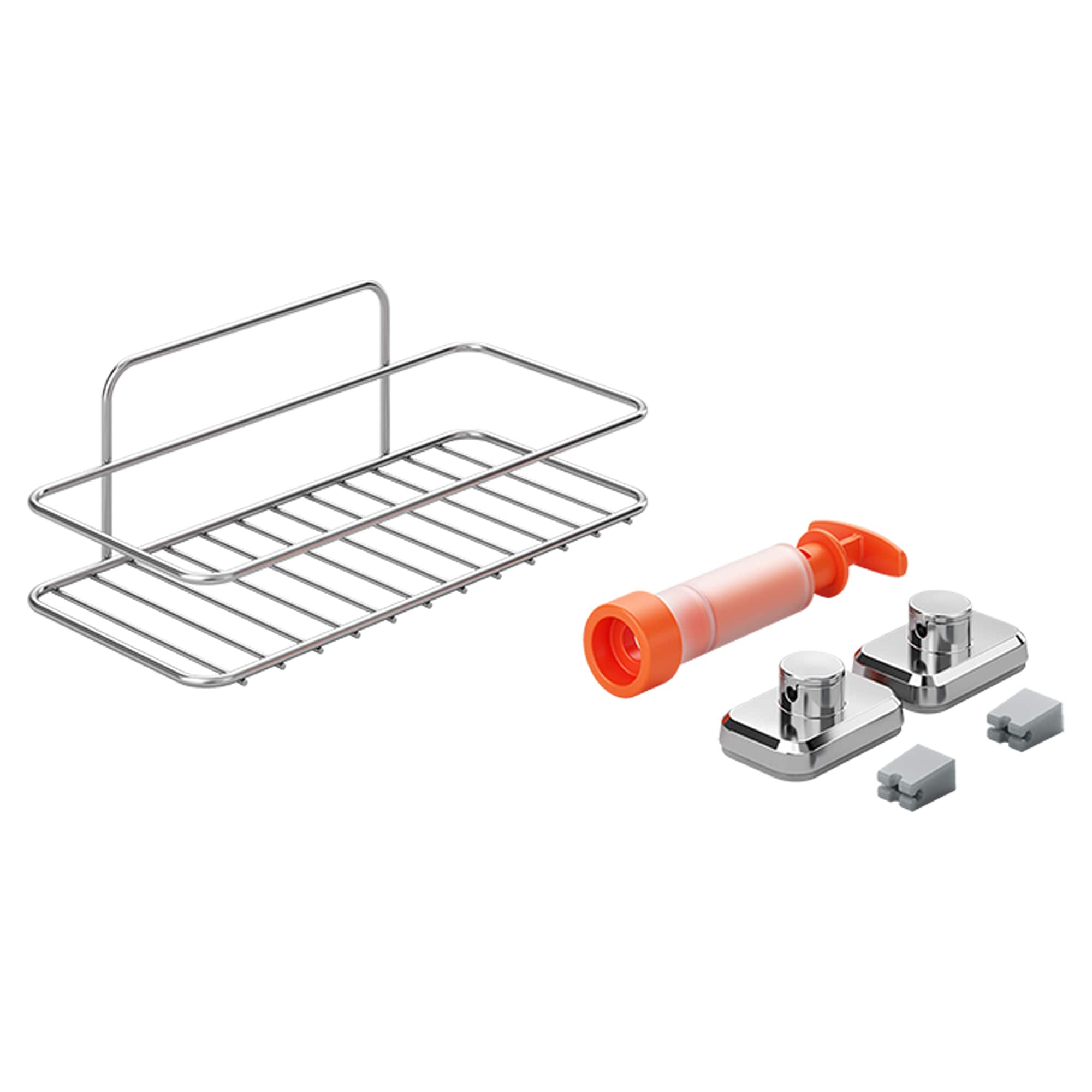 Metaltex 1-Tier Rectangular Bathroom Shelf with Vacuum in Silver