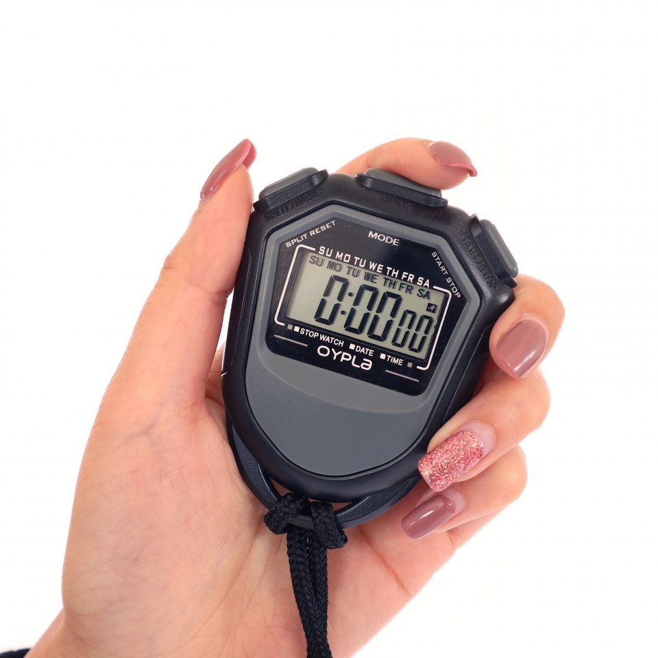 image 1 of Black Digital Sport Stopwatch Timer LCD Display